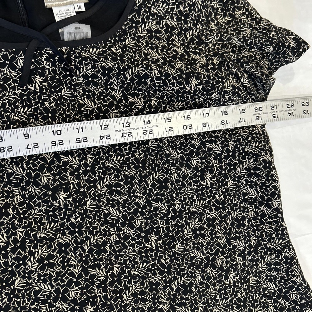 Vtg Coldwater Creek Womens Skirt Blouse Set 14 Black White Floral Silk Korea NWT - Picture 3 of 12